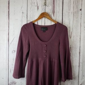 Connected Knit Dress Womens Size MP Flare Sleeves Knee Length Career Purple